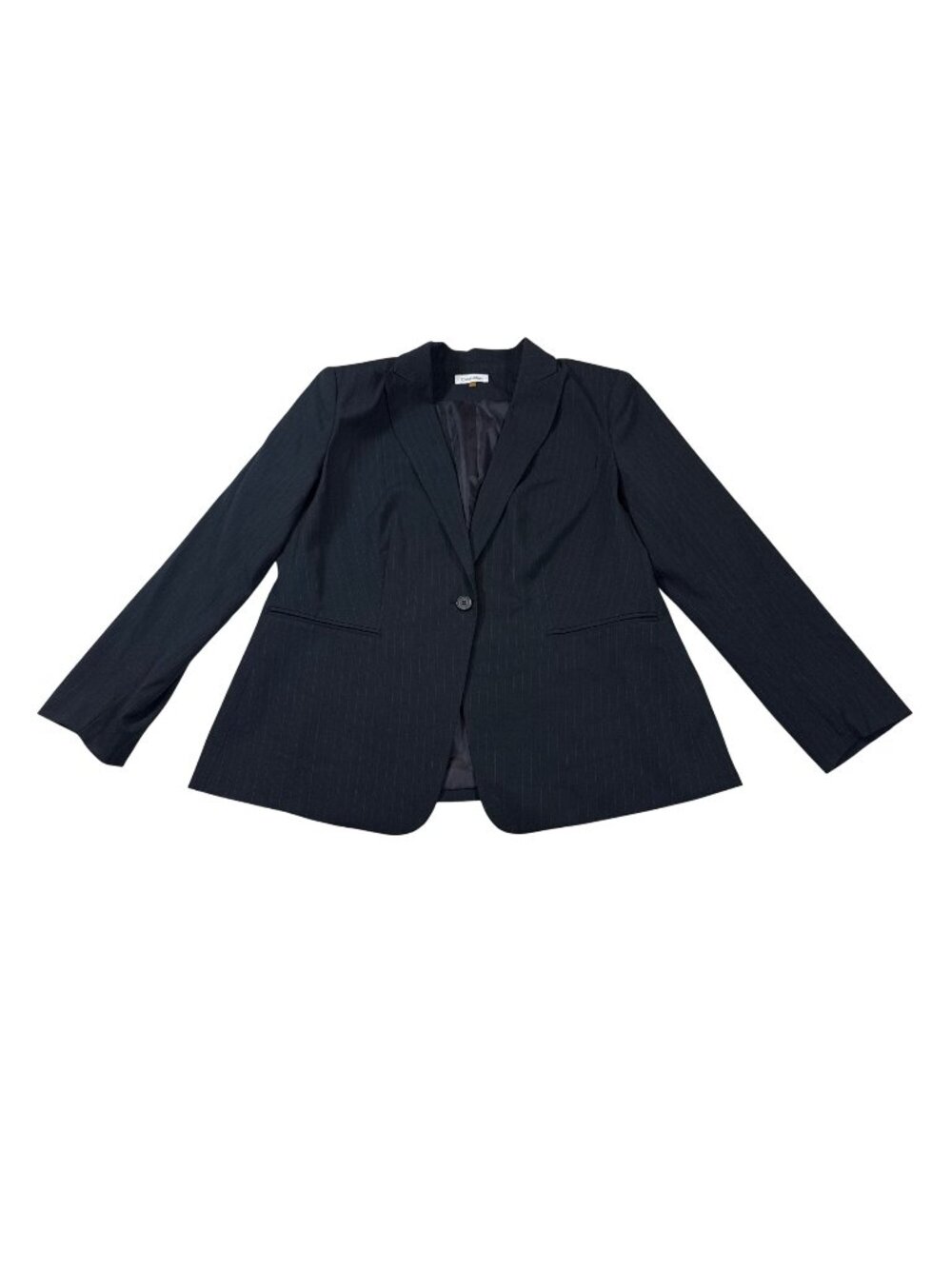 Calvin Klein Pinstripe Womens Lined Blazer Jacket Charcoal Black Size 16W (964)